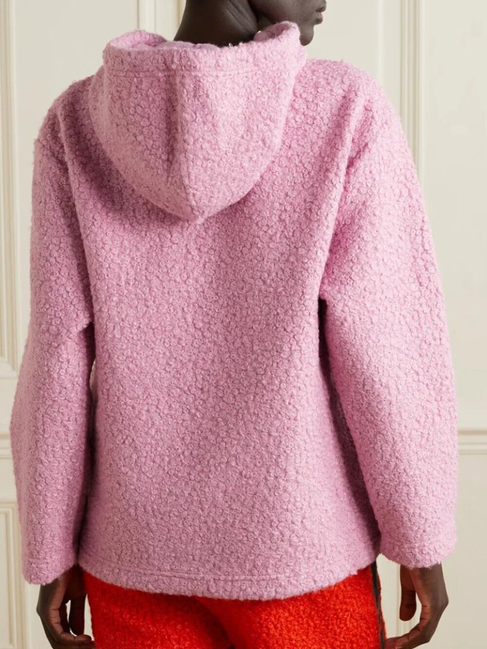 STAUD Rosebud Pink Faux Fur Hooded Teddy Bear Hoodie Sweater, Size XS - Picture 3 of 14
